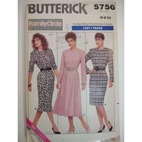 Butterick  Pattern 5756 - Misses' Dresses Extended shoulders …Uncut 1987 - Picture 4 of 8
